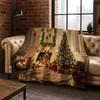 3D Merry Christmas Tree Santa Claus Cartoon Flannel Soft Warm Throw Blanket for Bedroom Living Room Bed Camping Picnic Gift