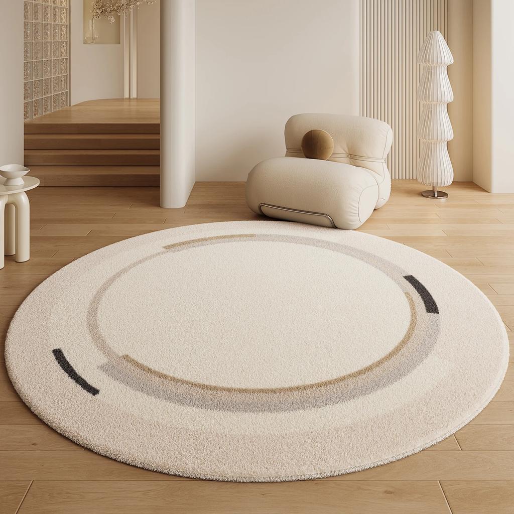 Cream Style Carpets for Living Room Fluffy Soft Round Bedroom Decor Rug Luxury Dressing Table Carpet Home Thick Plush Floor Mat