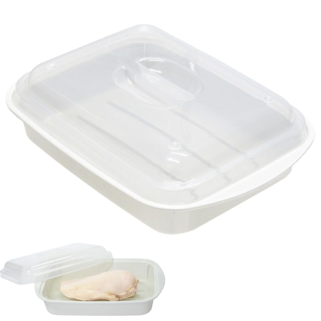 Easy salad chicken Cooking utensils for quick and easy Microwave cooking Made in microwave-cooked steamer. meals. appliance/steamer. Japan. белый