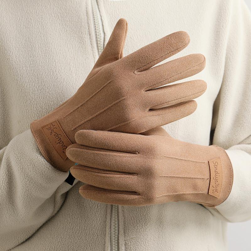 

Fleece Mens Winter Gloves With Windproof Design For Commuting And Outdoor Travel Light Camel