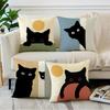 1/4Pcs Cute Cat Pillow Cover, Abstract Cartoon Animal Printed Sofa Cushion Cover, Sofa Bedroom Living Room Decoration