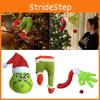 Decorațiuni de Crăciun fermecătoare Grinch Picior și cap verde cu blană Set ornament pentru pom
