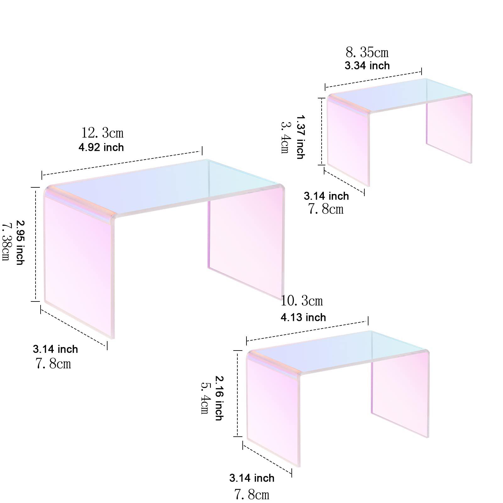 Iridescent Display Risers Shelf for Collectibles Organizer Jewelry Cosmetic Perfume Stand Action Figure Shoes Display for Table