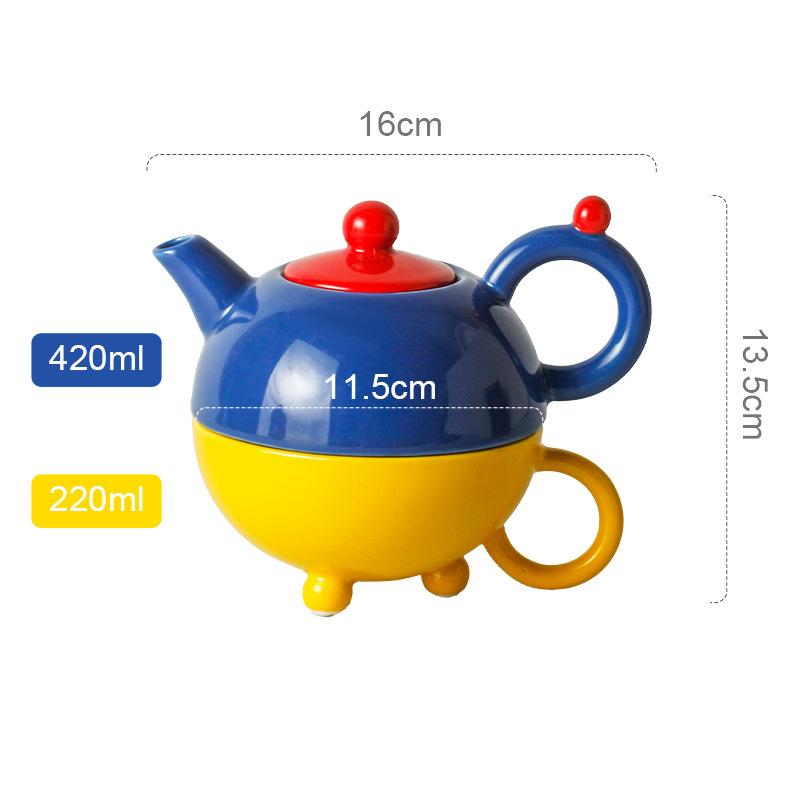 

Tea for One Set Porcelain Floral Teapot Cup Cartoon Teapot and Teacup for One Water Pitcheer Two-piece Set синій