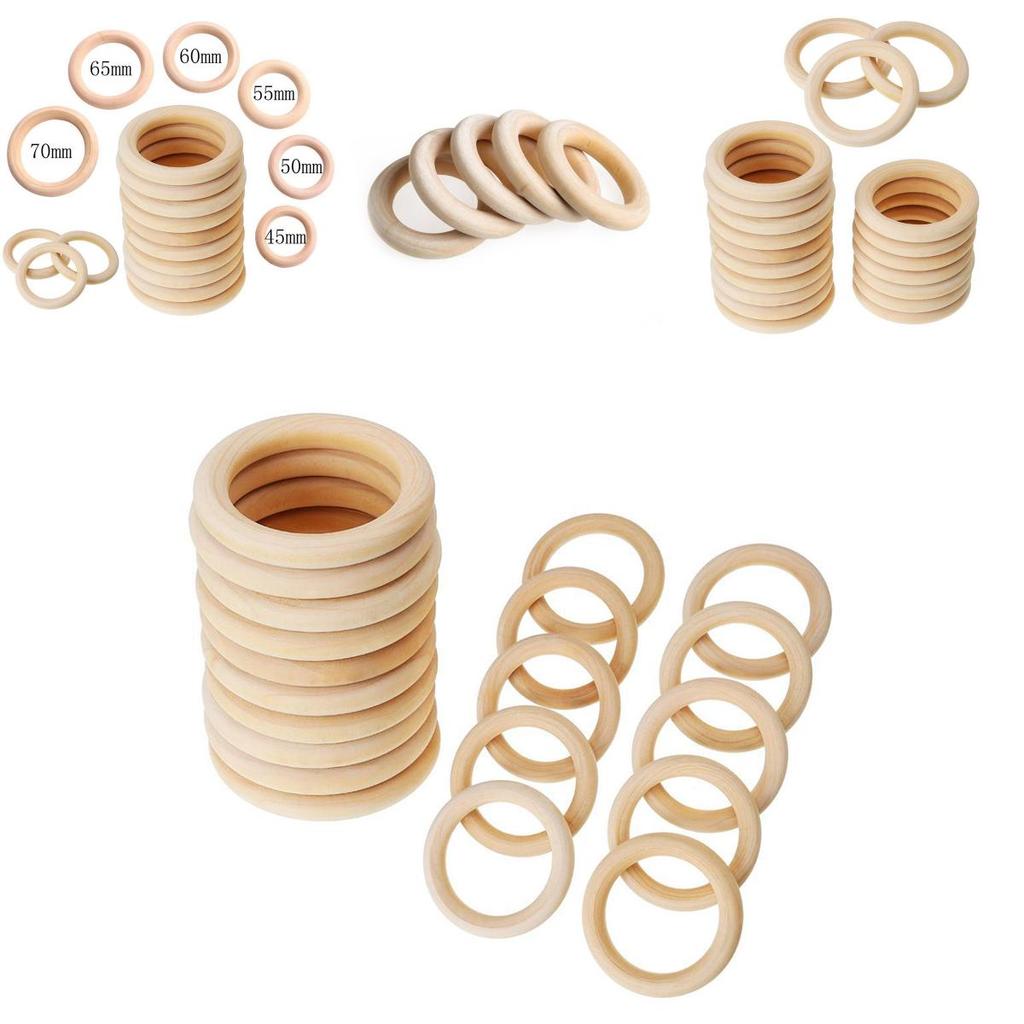 Elegant Baby Newborn Natural Round Wood Teething Rings Perfect For Diy Gifts