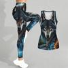 Fierce Wolves  Pattern Print Yoga Outfit for Women Fashion Workout Leggings Fitness Sports Casual Yoga Set Sports Suit