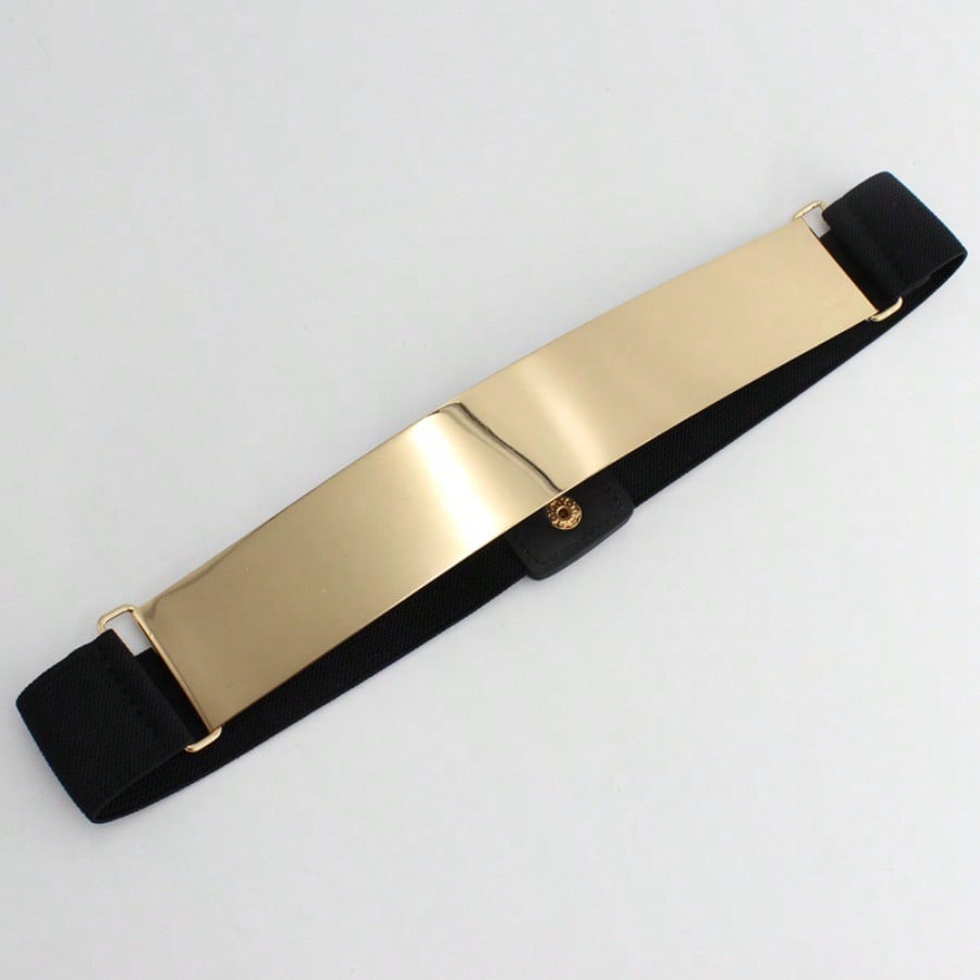 Versatile Waist Cinching Elastic Waistband With Metal And Iron Sheet For A Stylish Look, Paired With A Dress And Elastic Waistband For Women