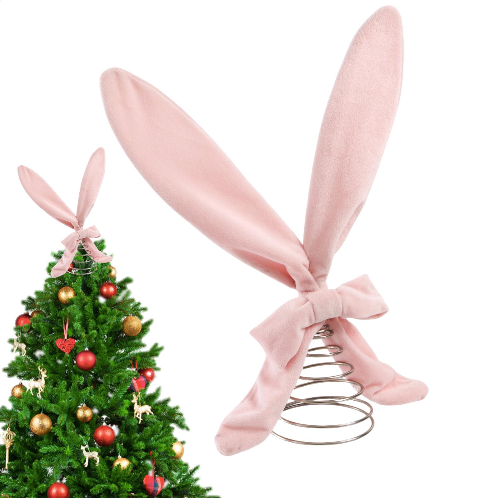 

Bunny Ears Christmas Tree Topper Bunny Ears Holiday Ornaments Easter Topper Christmas Tree Decorations With Metal Spiral Base CN