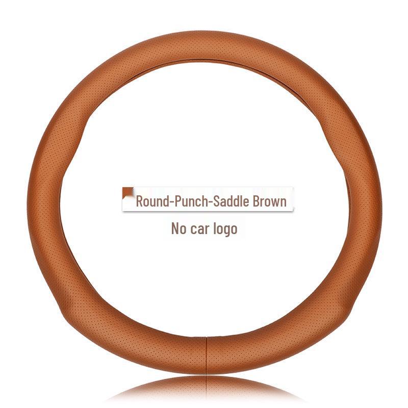 Genuine Leather Steering Wheel Cover for JAC Refine A60S3/Heyue A13, Ultra-Thin Design