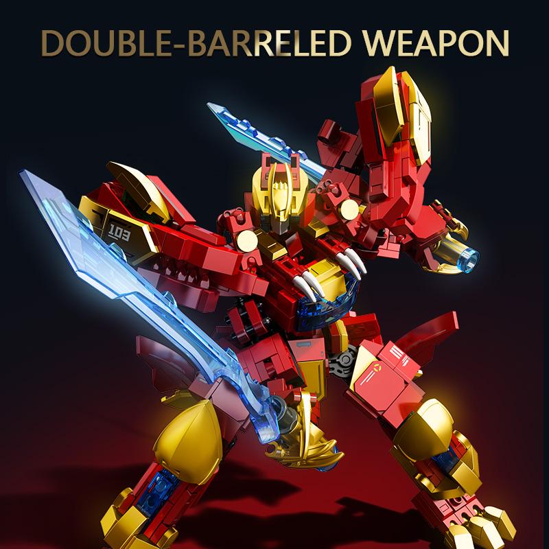 SEMBO BLOCK Dinosaurs Transforming Robot Assembly Building Blocks Mech Model Bricks Ornament Kids Toys For Boys Halloween Gifts