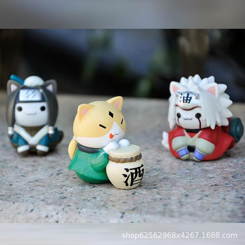 Naruto Cat Series Hot Anime Figure Cute Animal Sasuke Sakura Hinata Figurine Kawaii Jiraiya Itachi PVC Model For BIrthday Gift