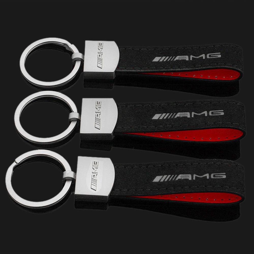 XJGB5 Leather Car Keychain Key Ring For Mercedes Benz AMG W204 W205 W203 W211 W212 W213 W201 W210 W124 W126 W140 W168 Accessories