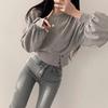 Autumn Niche Design Sense Round Neck Buckle Waist Slimming Long Sleeved Pullover Hoodie Top for Women