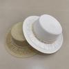 Tassel Pearl Flat Top Straw Hat Women'S Summer British Top Hat Travel Casual Sun Hat Outdoor Sun Protection Hat