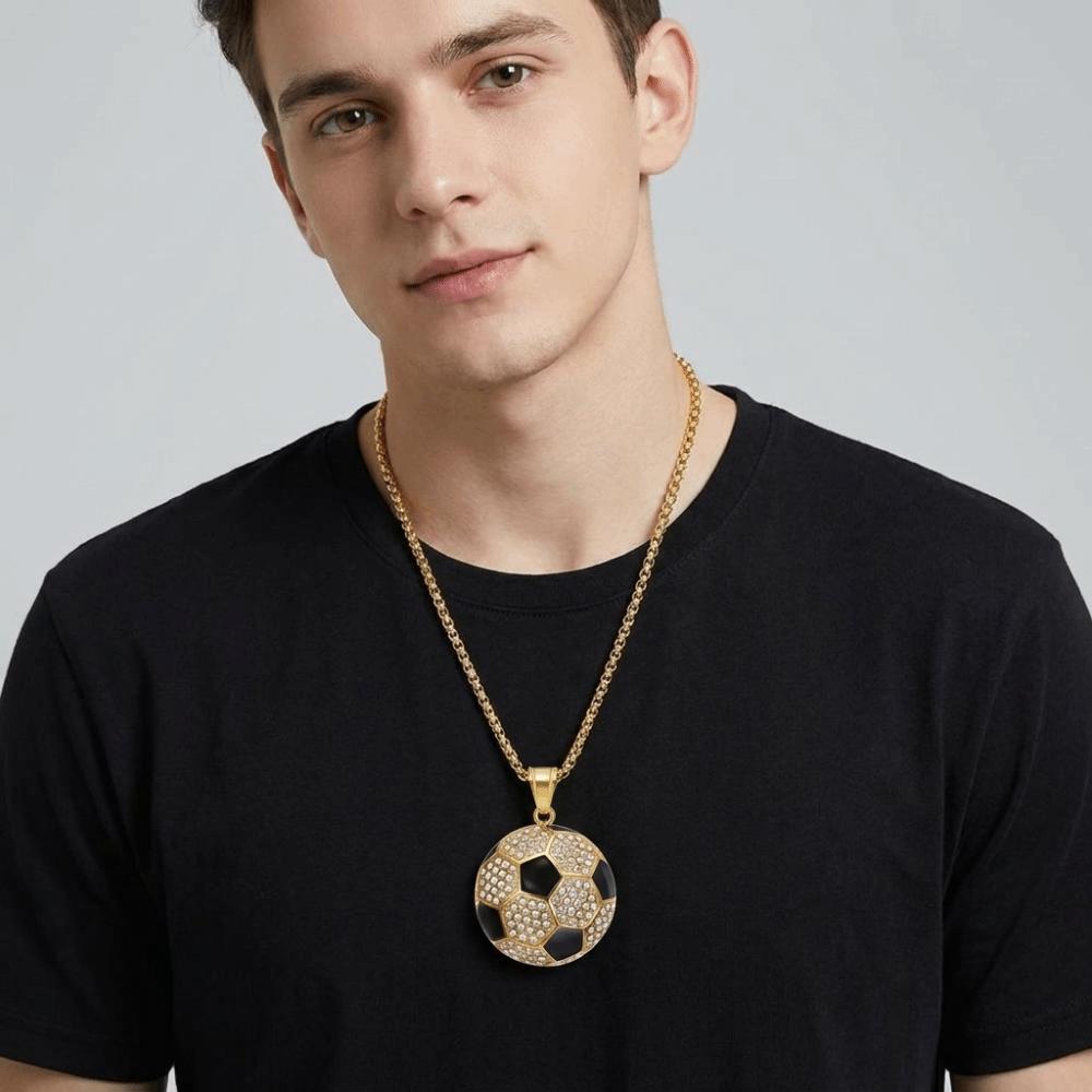 Jewelry Football Necklace Rhinestone Soccer Necklace Exquisite Football Pendant Choker  Gift