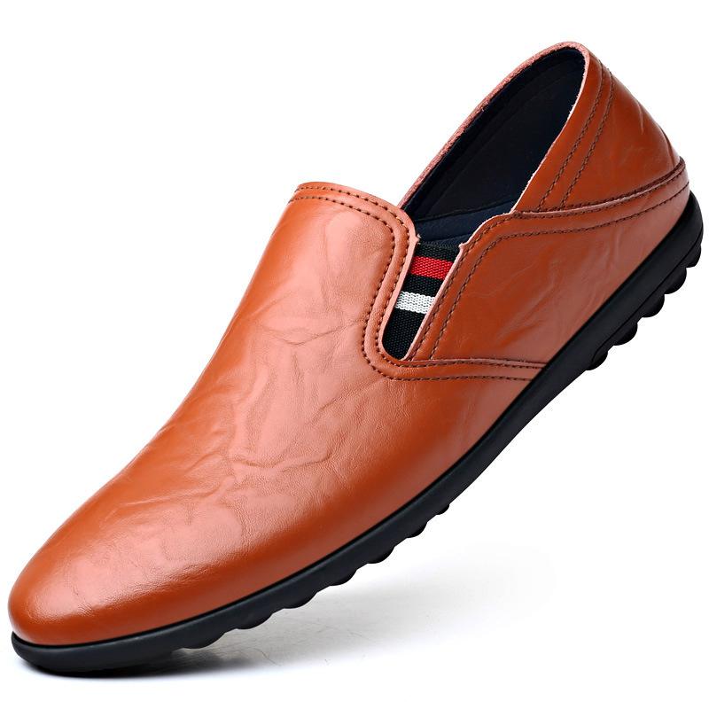 

Обувь для среднего и пожилого возраста на мягкой подошве, туфли Doudou, мужская повседневная кожаная обувь, британская повседневная обувь для вождения 46 коричневый