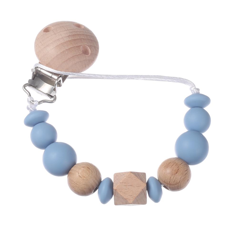 New Baby Pacifier Chain Clips Wood Silicone Round Octagonal Beads Teething Chain For Infant Appease Soother Dummy Holder Clip