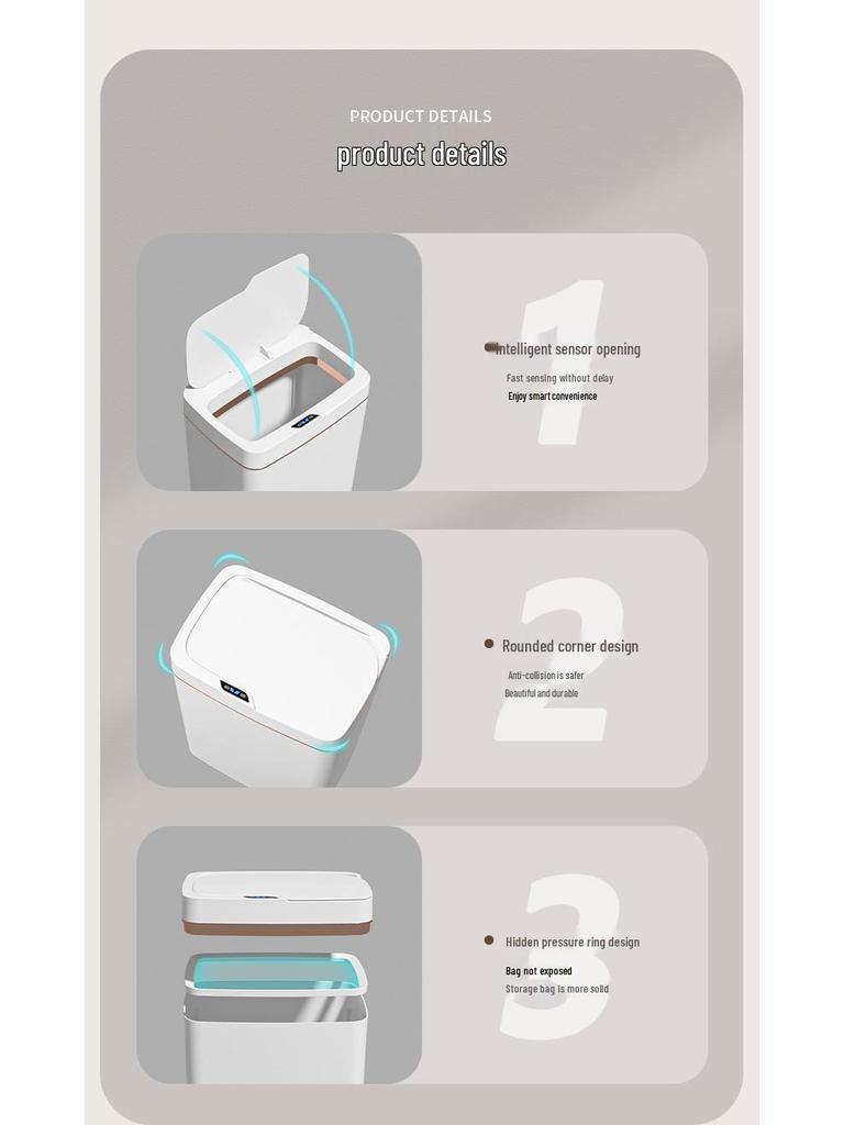 Induction Bathroom & Kitchen Trash Can with Lid - Compact Design