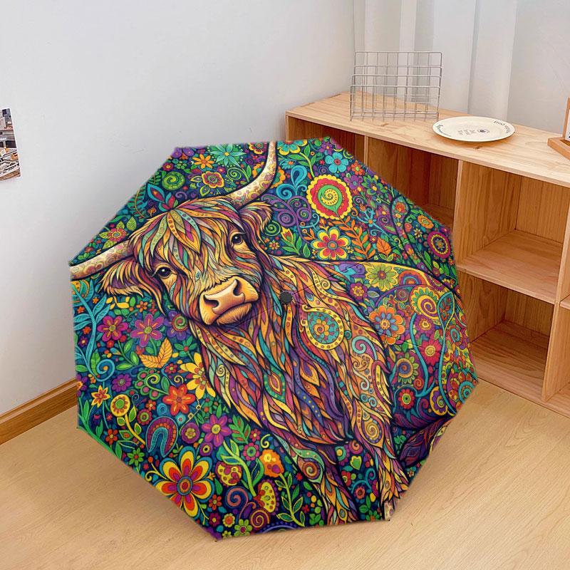 Mandala painting Pattern Pattern New Style Umbrella, 1 Piece Automatic Folding Umbrella, Portable Travel Umbrella, Outdoor Umbrella, Birthday Gift