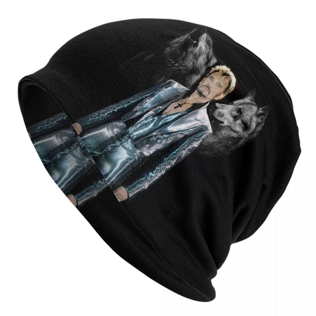 Individuelle Johnny Hallyday Mütze Gestrickte Mütze Unisex Damen Hip Hop Unisex Französischer Popsänger Winter Warm Skullies Beanies Mützen