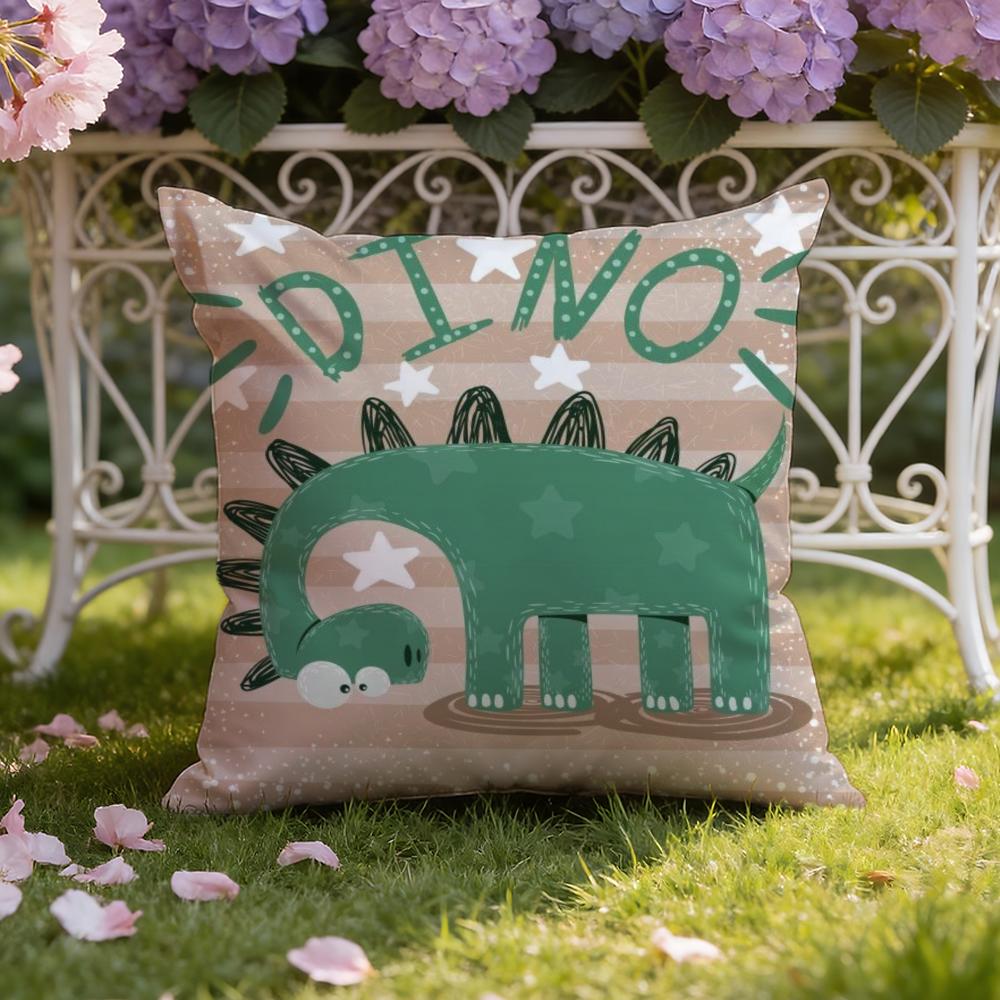 Cute Cartoon Dinosaur Cushion Cover Home & Car Dual-Scene Pillow Cover: Reversible for Premium Comfort