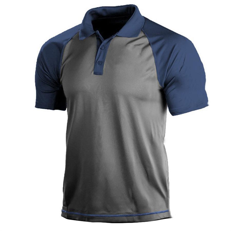 Maglietta POLO casual da uomo, colletto polo, cerniera, manica corta, moda, verde mimetico, uomo