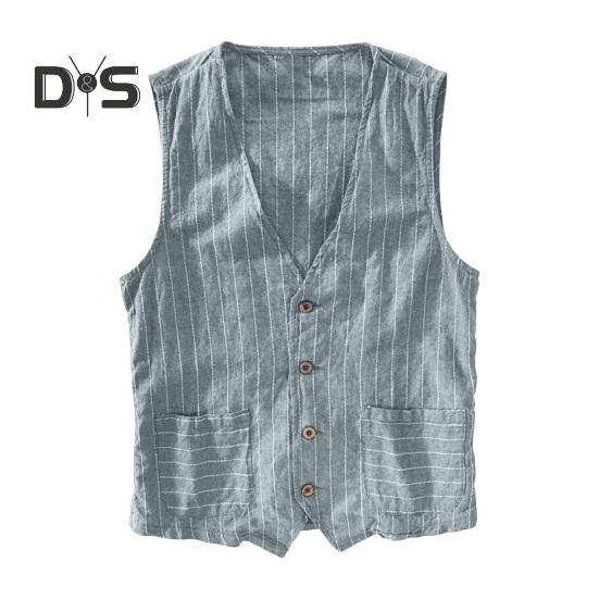 

Мужской жилет в британском стиле с v-образным вырезом, без воротника, в полоску, без рукавов, с принтом, однобортный жилет с карманами XL серый