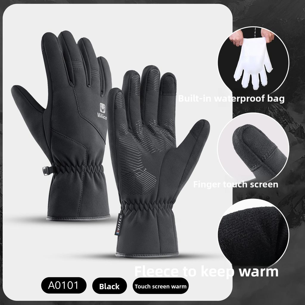 Windproof Waterproof Ski Warm Thick Gloves for Outdoor Cycling Autumn Winter Touch Screen Slip Wear-resistant Gloves