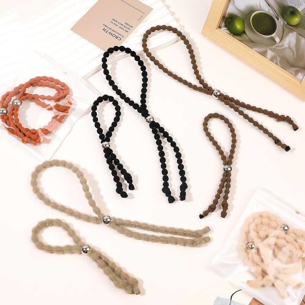 Beads Sliding Elastic Hair Bands Adjustable Lazy Hair Rope Long Lasting Continuous Ponytail Holder Adjustable Thick Hair Ties