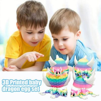 3D tištěné sběratelské mini vajíčko s artikulovaným drakem uvnitř, barevné zvíře