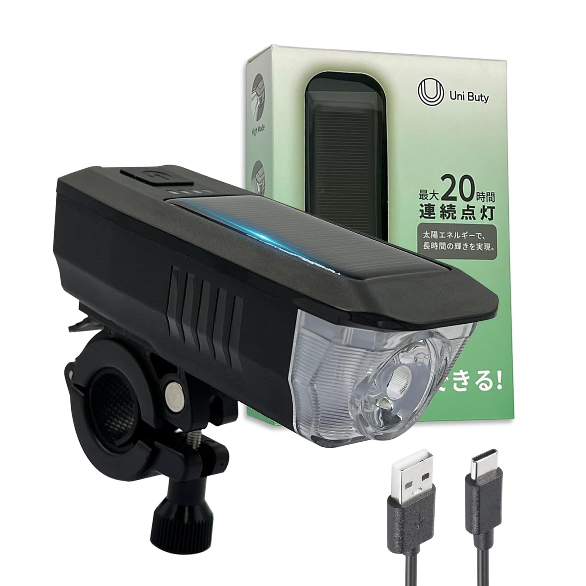 

2025 Велосипедный передний высокий USB Солнечный Мобильный IP65 Водонепроницаемый и Легкий и PSE Подходит для Дорожного Кросса и Аварийного Освещения Гарантийный Свет, LED, чёрный