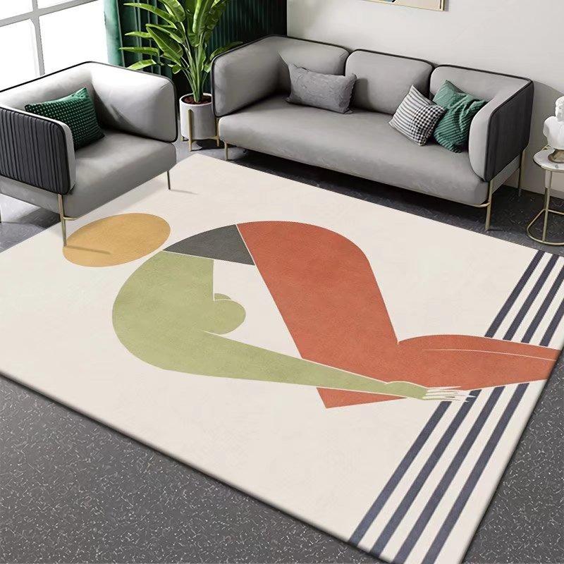 Modern Geometric Abstract Area Rug with Multicolor Shapes Lines Pattern Carpet for Living Room Contemporary Home Decor