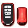 Chrome Red TPU Key Fob Case For Honda Accord Civic Pilot CRV HRV Odyssey, Etc