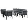 9 Piece Garden Lounge Set Black and Gray Poly Rattan