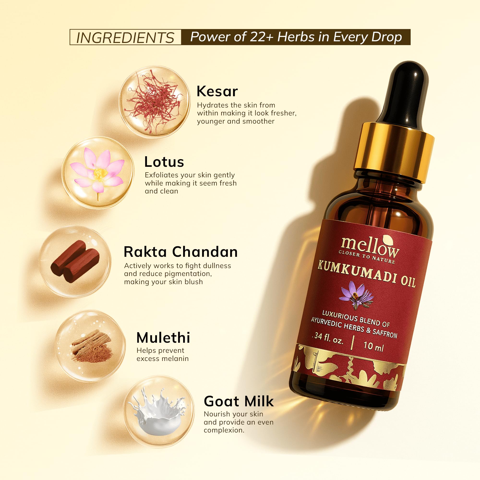 Mellow Kumkumadi Oil for Face Ayurvedic