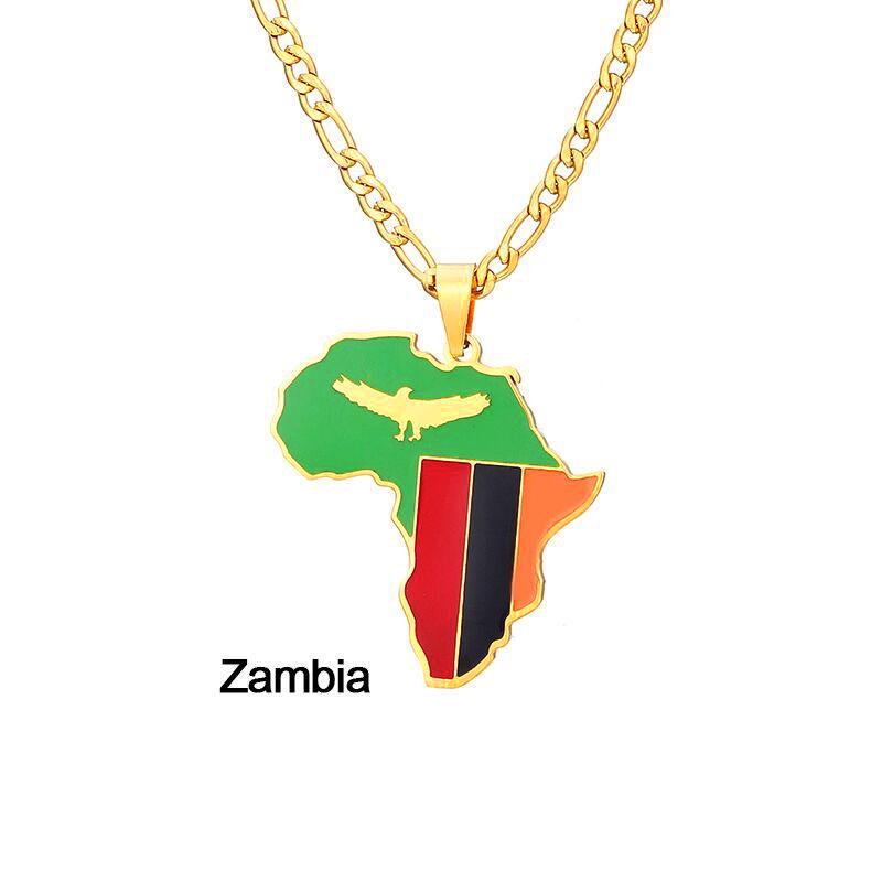 Africká mapa Hip-Hop nerezový náhrdelník: Nigérie, Somálsko, Angola Design