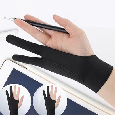 1Pc Preto 2 Dedos Luvas Anti-Incrustantes Anti Toque Mão Desenho Luva de Escrita