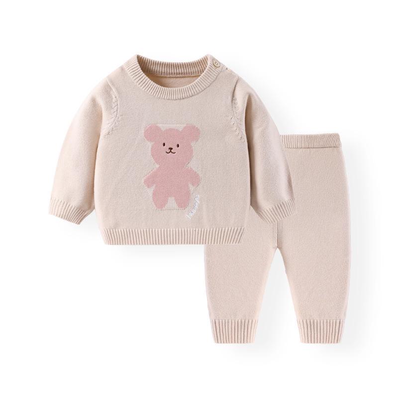 Autumn/Winter Cartoon Pullover Sweater Set for Toddlers