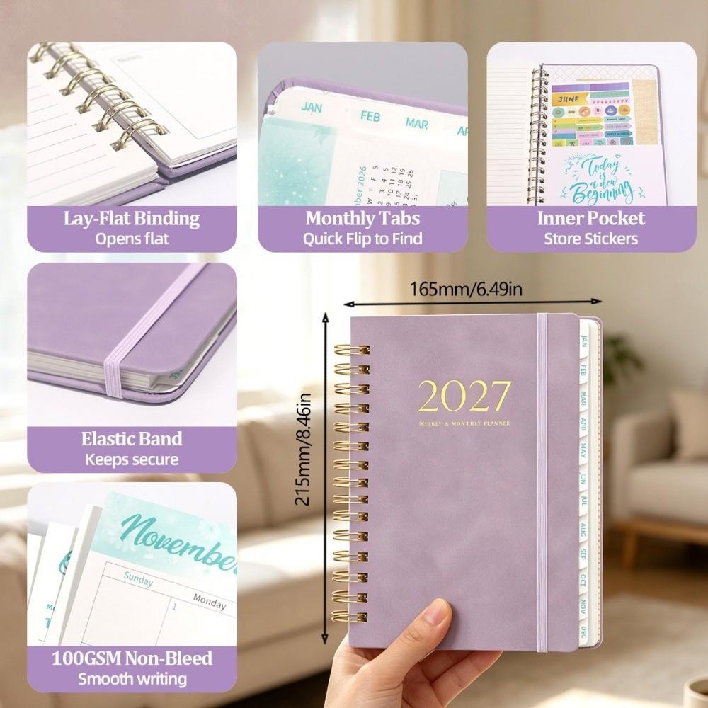 Strap Closure Annual Planner Book Spiral Binding Schedule Notebook Journaling