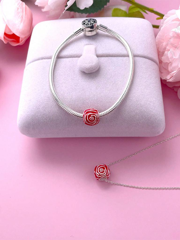 Charms Plata Colored Roses Beads Charm Copper Plated Fit Charms Copperoriginal Bracelet For Jewelry Making Diy Charm