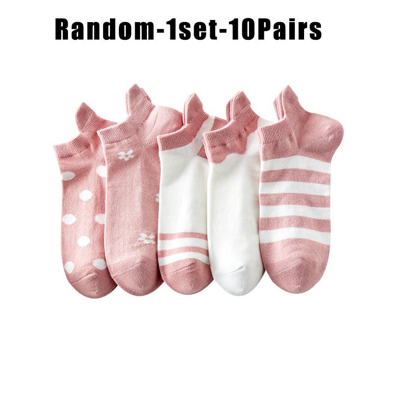 

Japanese Style No Show Socks Solid Color Striped Ankle Socks Spring Summer Kawaii Invisible Low Cut Lightweight Short Socks