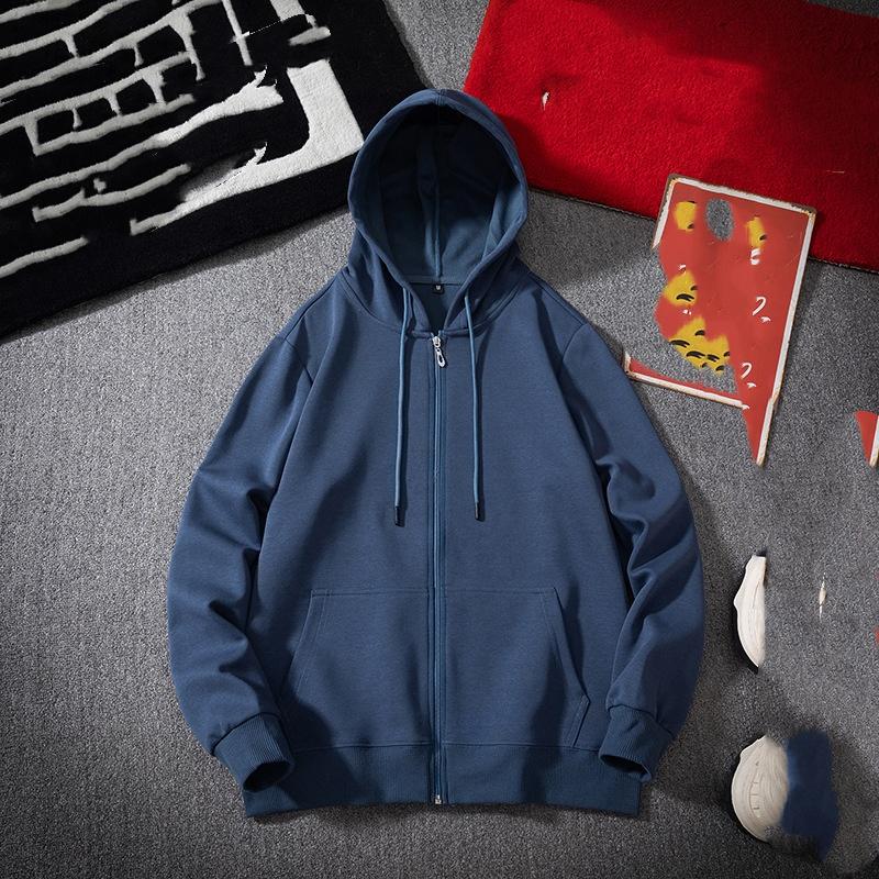 Hooded Cardigan Men's Sweater Loose Plus Velvet Thickened Youth Trend Solid Color Plus Size Jacket