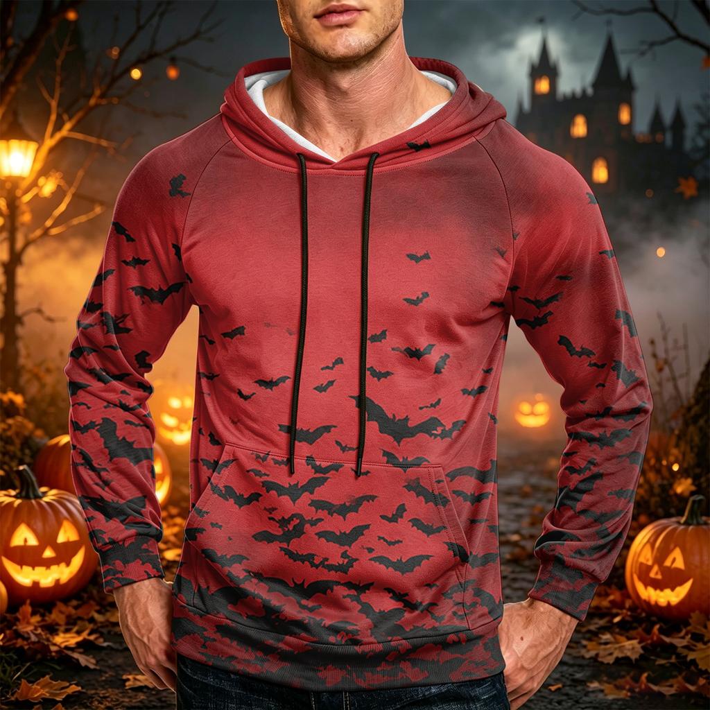 Men's Casual Loose Fit Hoodie with Pocket Drawstring Printed Design for Everyday Wear