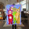 1 pătură de flanel cu imprimeu Teletubbies, de înaltă calitate, confortabilă pentru toate anotimpurile, decor pentru casă, căldură și confort, perfectă pentru cadouri de Crăciun