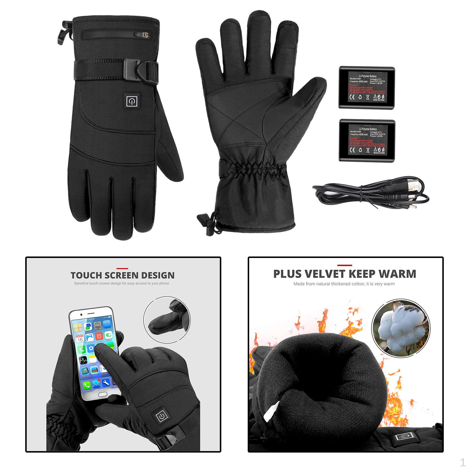 

Gloves 3 Levels Temperature Control Thermal Warm Touchscreen for Skiing Fishing Hiking Style 1