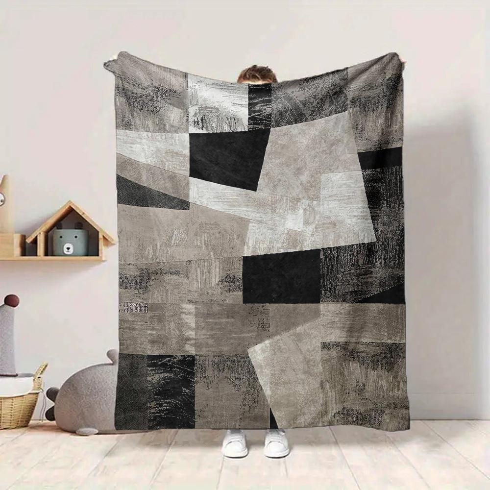 1Pc Abstract Black White Composition Blanket Soft And Comfortable Casual Warm Camping Travel Christmas Halloween Xmas Gift M92851