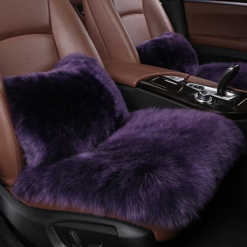 11 Colors Australian Pure Natural Wool Car Seat Cover Long Plush Sheepskin Winter Seat Cushion Waist Pillow Fuzzy Seat
