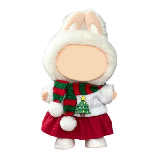 Mini Plush Doll Clothes Sweater Hat Dress Soft Doll Outfits Easy Wear Christmas Halloween Clothing for 17cm Dolls