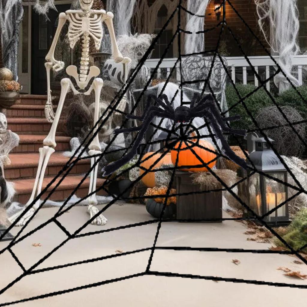 Spider Web Spider Web Outdoor Halloween 8 Light Modes Realistic LED Glow-Up Giant Size For Haunted House Window Door Yard
