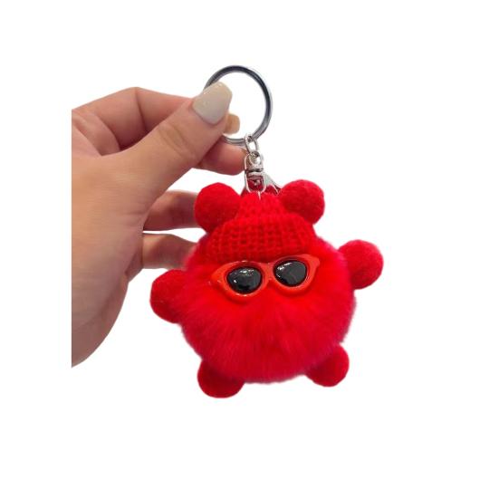 Keychain Cartoon Doll Wearing Hat Glasses Decor Imitation Rabbit Fur Charm Key Chain Keys